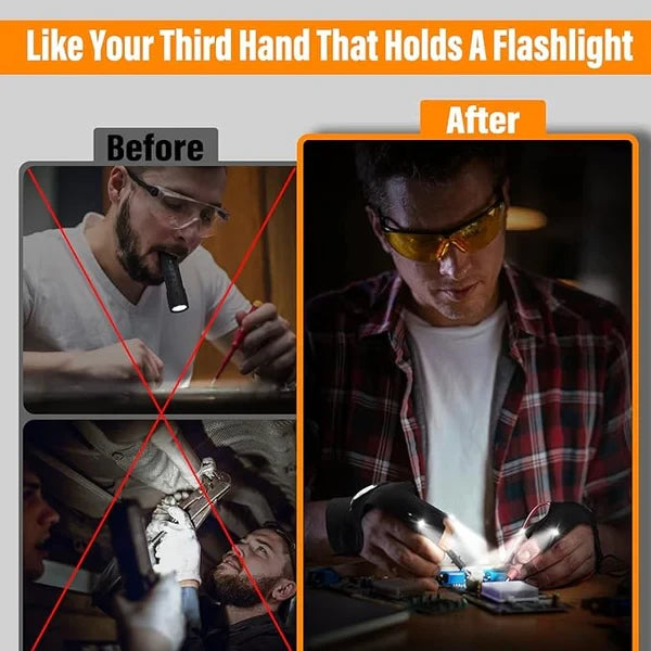 LED Flashlight Waterproof Gloves - Practical Durable Fingerless Gloves