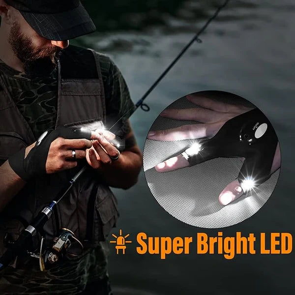 LED Flashlight Waterproof Gloves - Practical Durable Fingerless Gloves