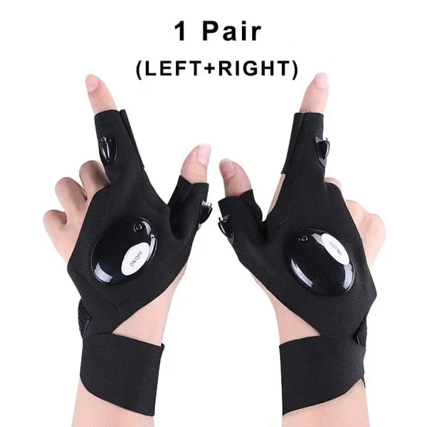 LED Flashlight Waterproof Gloves - Practical Durable Fingerless Gloves