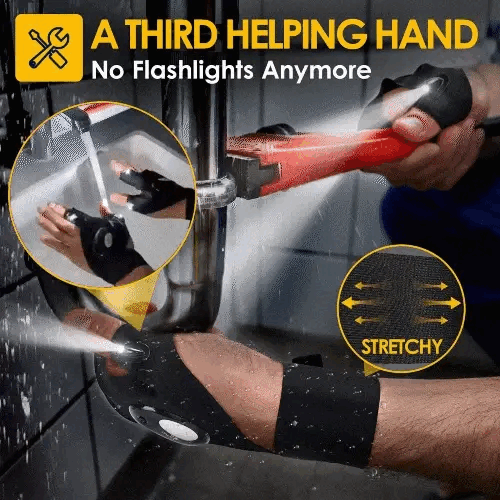 LED Flashlight Waterproof Gloves - Practical Durable Fingerless Gloves