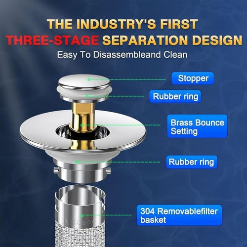 Anti-Clog Stainless Steel Pop-Up Drain Filter