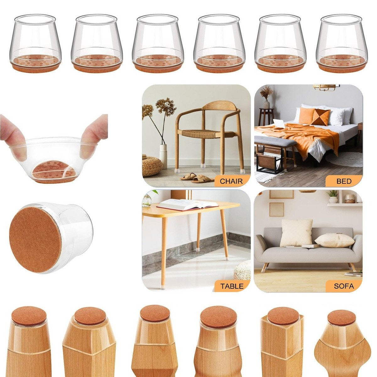 Transparent Chair Leg Floor Protector