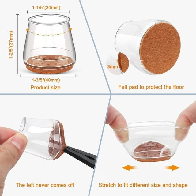 Transparent Chair Leg Floor Protector