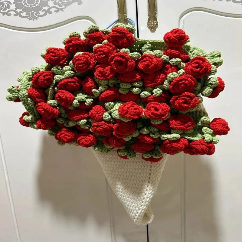 Hand-Knitted Rose Blanket DIY Kit & Ready-Made Gift for Your Loved One