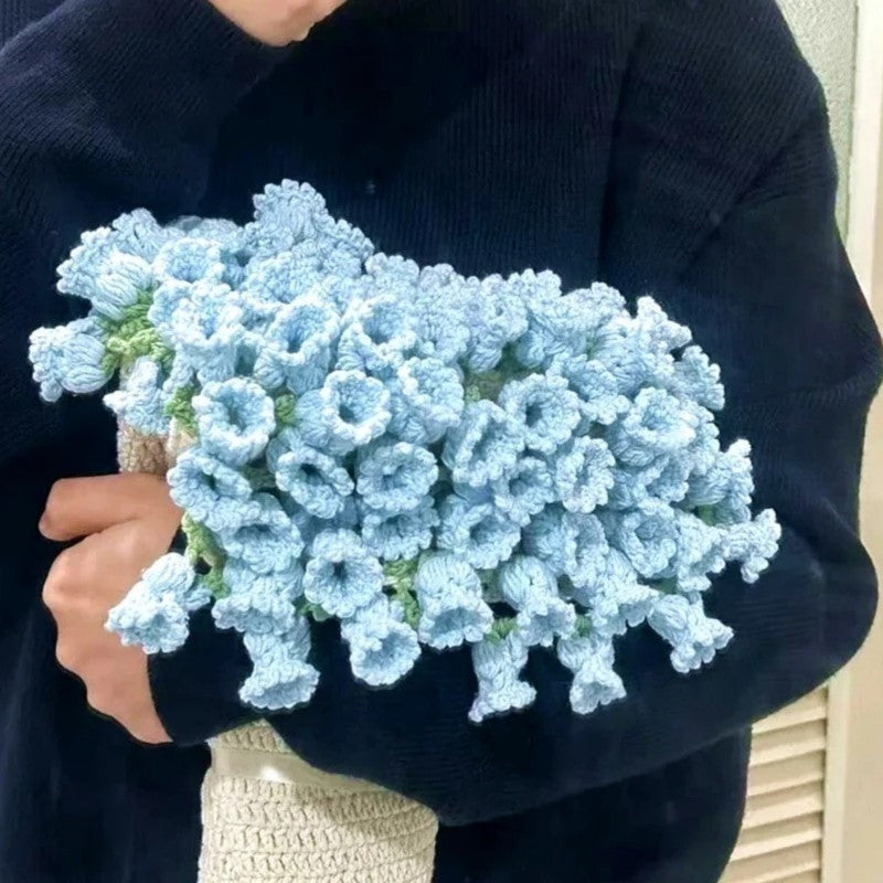 Hand-Knitted Rose Blanket DIY Kit & Ready-Made Gift for Your Loved One