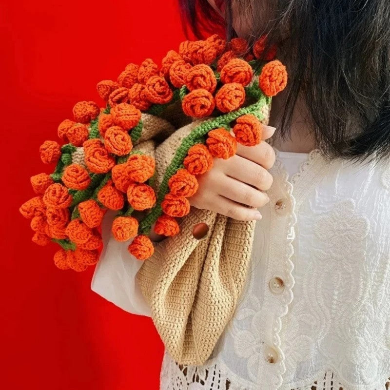 Hand-Knitted Rose Blanket DIY Kit & Ready-Made Gift for Your Loved One