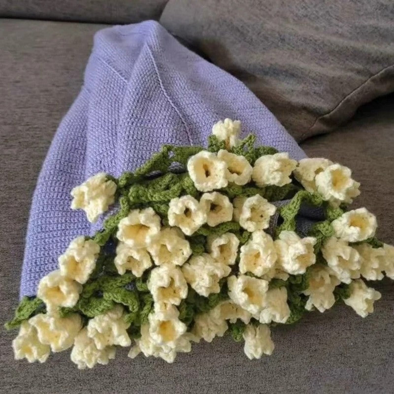 Hand-Knitted Rose Blanket DIY Kit & Ready-Made Gift for Your Loved One