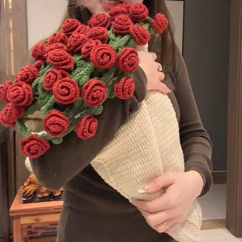 Hand-Knitted Rose Blanket DIY Kit & Ready-Made Gift for Your Loved One