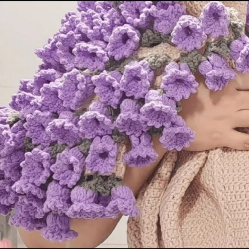 Hand-Knitted Rose Blanket DIY Kit & Ready-Made Gift for Your Loved One