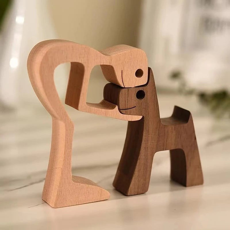Hand-Carved Wooden Pet Sculpture