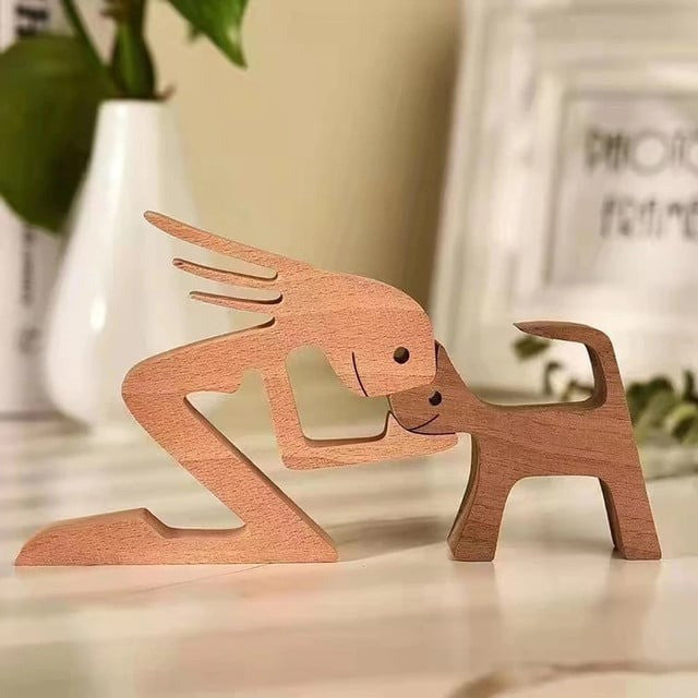 Hand-Carved Wooden Pet Sculpture