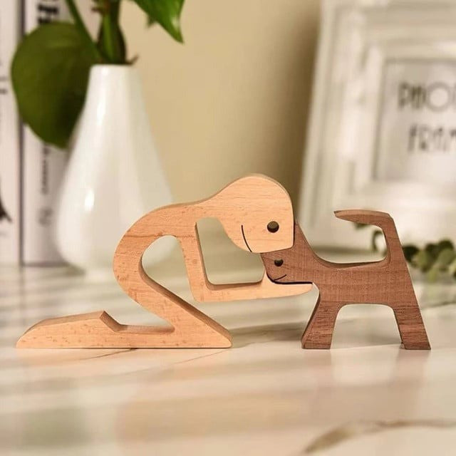 Hand-Carved Wooden Pet Sculpture