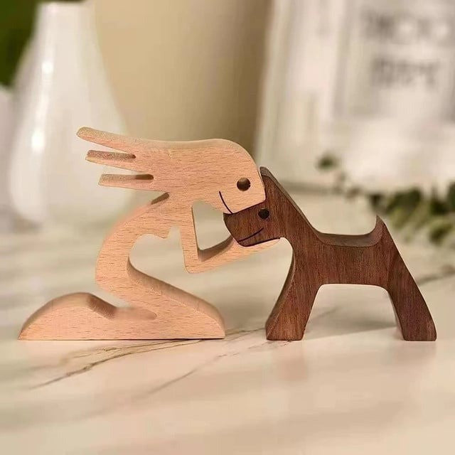 Hand-Carved Wooden Pet Sculpture