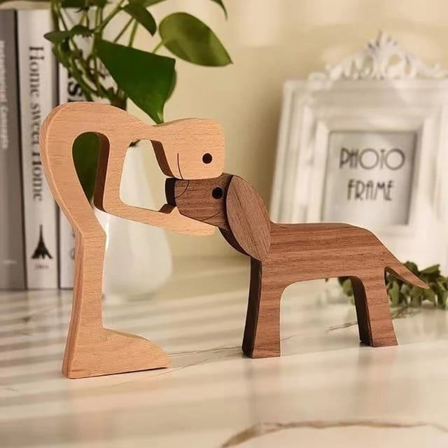 Hand-Carved Wooden Pet Sculpture