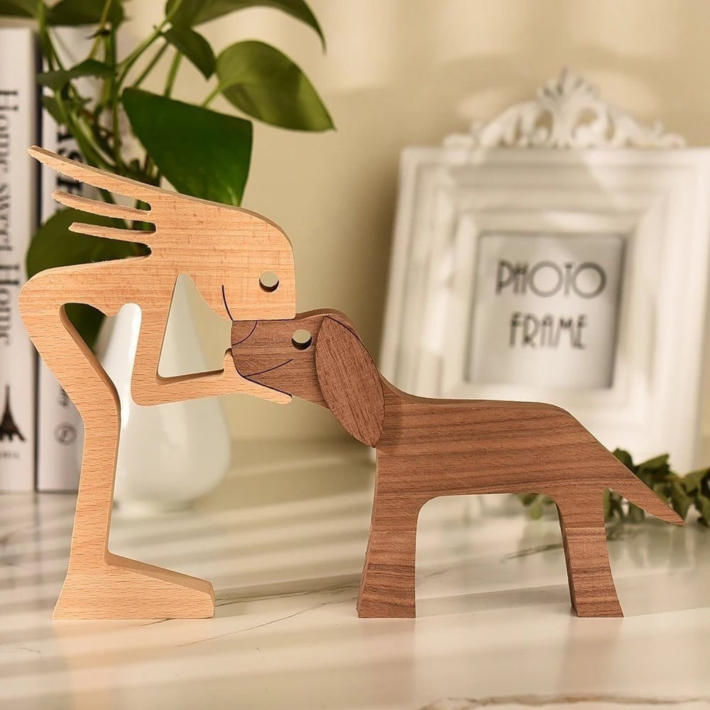 Hand-Carved Wooden Pet Sculpture