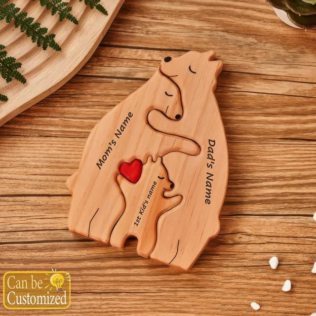 Wooden Bear Family Personalized Puzzles