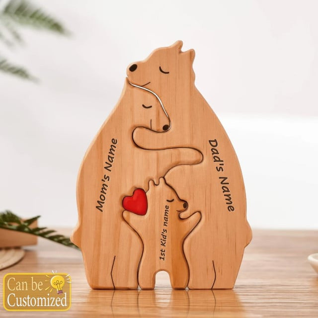 Wooden Bear Family Personalized Puzzles