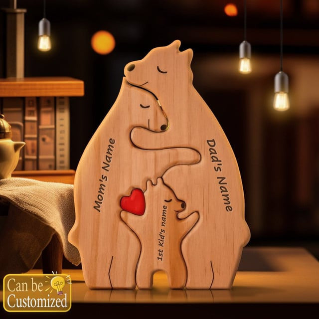 Wooden Bear Family Personalized Puzzles
