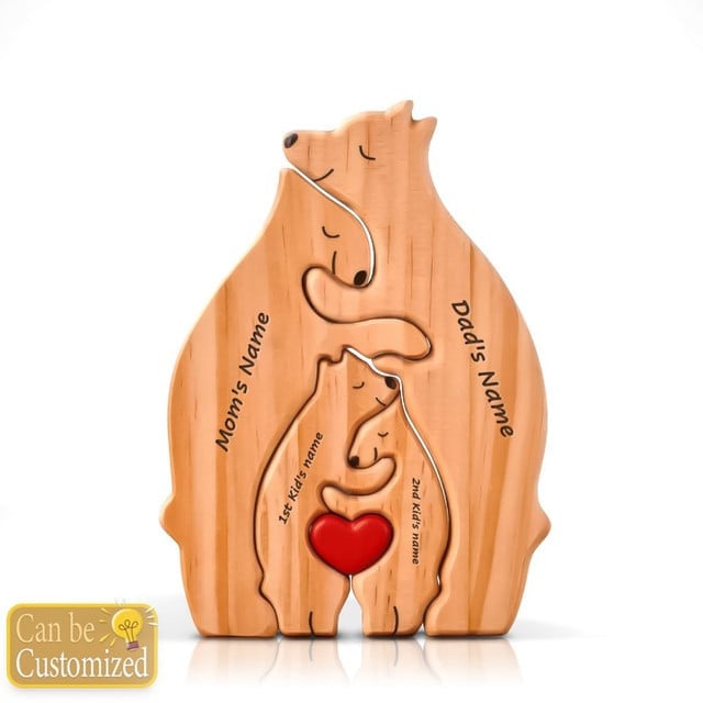 Wooden Bear Family Personalized Puzzles