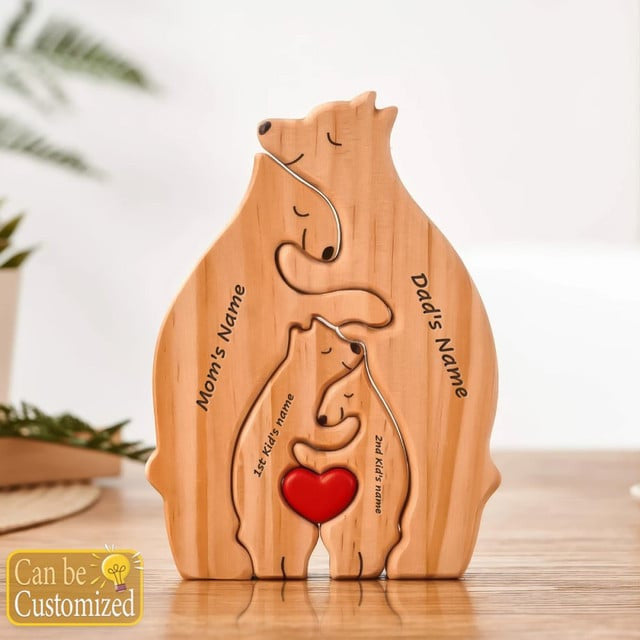 Wooden Bear Family Personalized Puzzles