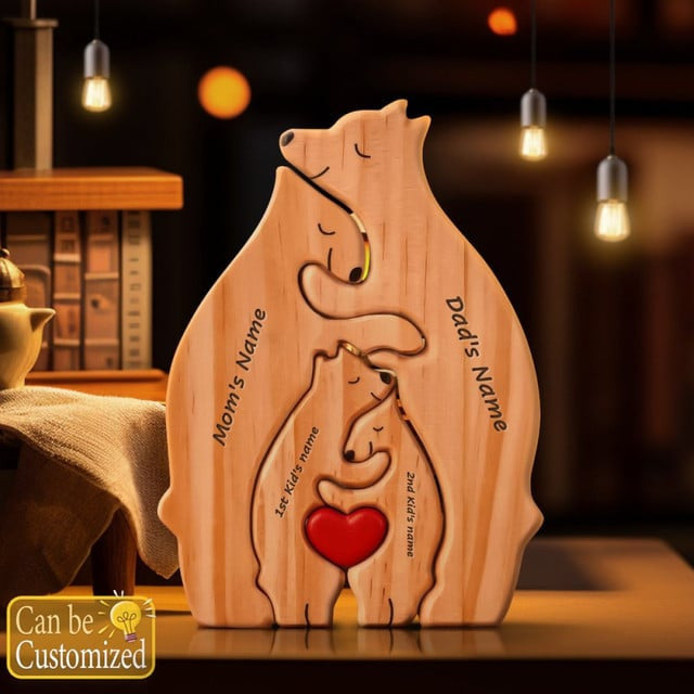 Wooden Bear Family Personalized Puzzles