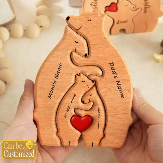 Wooden Bear Family Personalized Puzzles