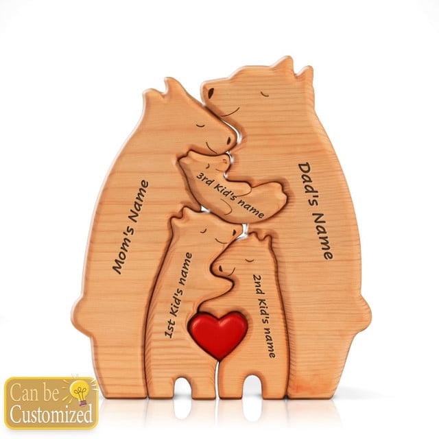 Wooden Bear Family Personalized Puzzles
