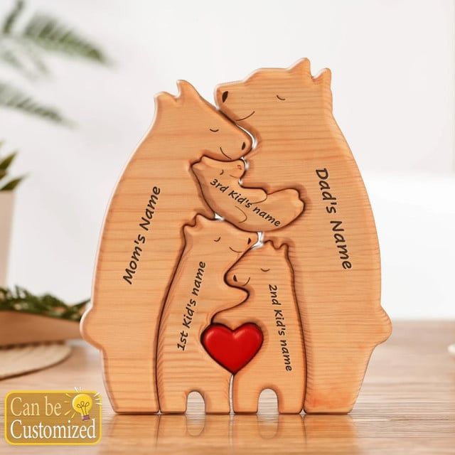 Wooden Bear Family Personalized Puzzles