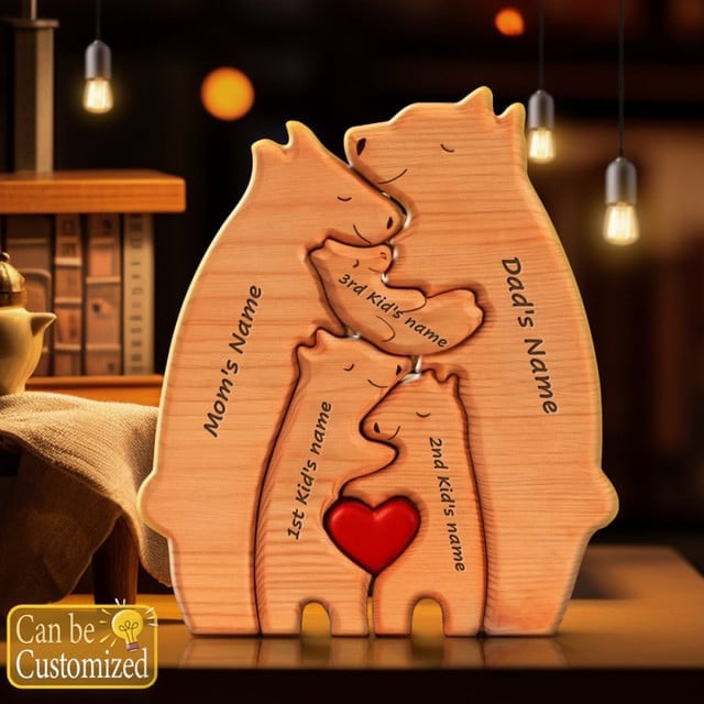 Wooden Bear Family Personalized Puzzles