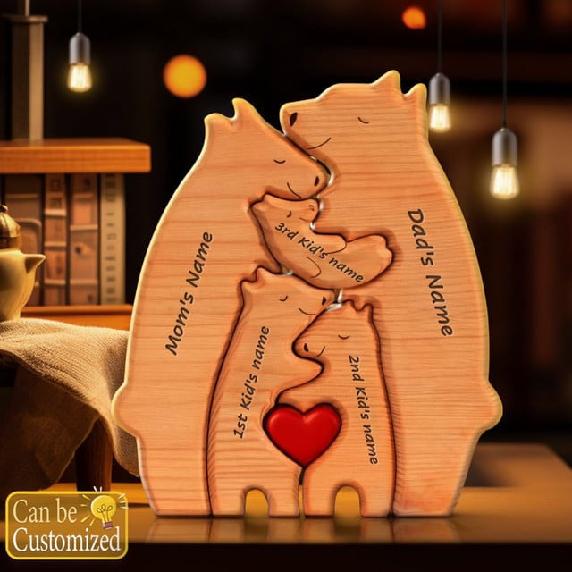 Wooden Bear Family Personalized Puzzles