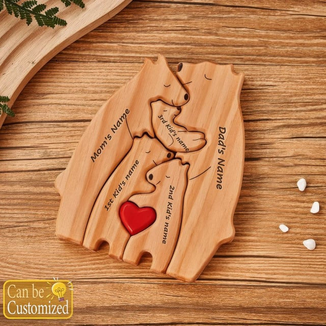 Wooden Bear Family Personalized Puzzles