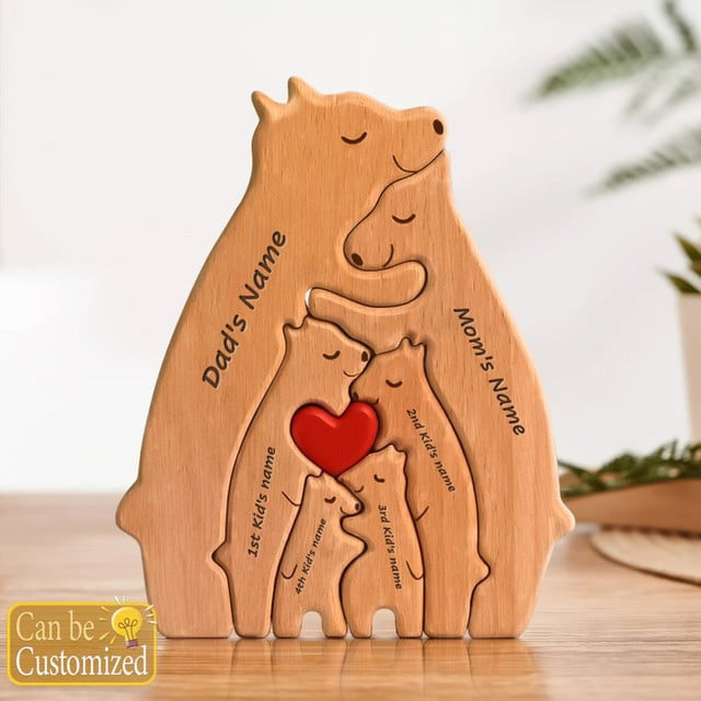 Wooden Bear Family Personalized Puzzles