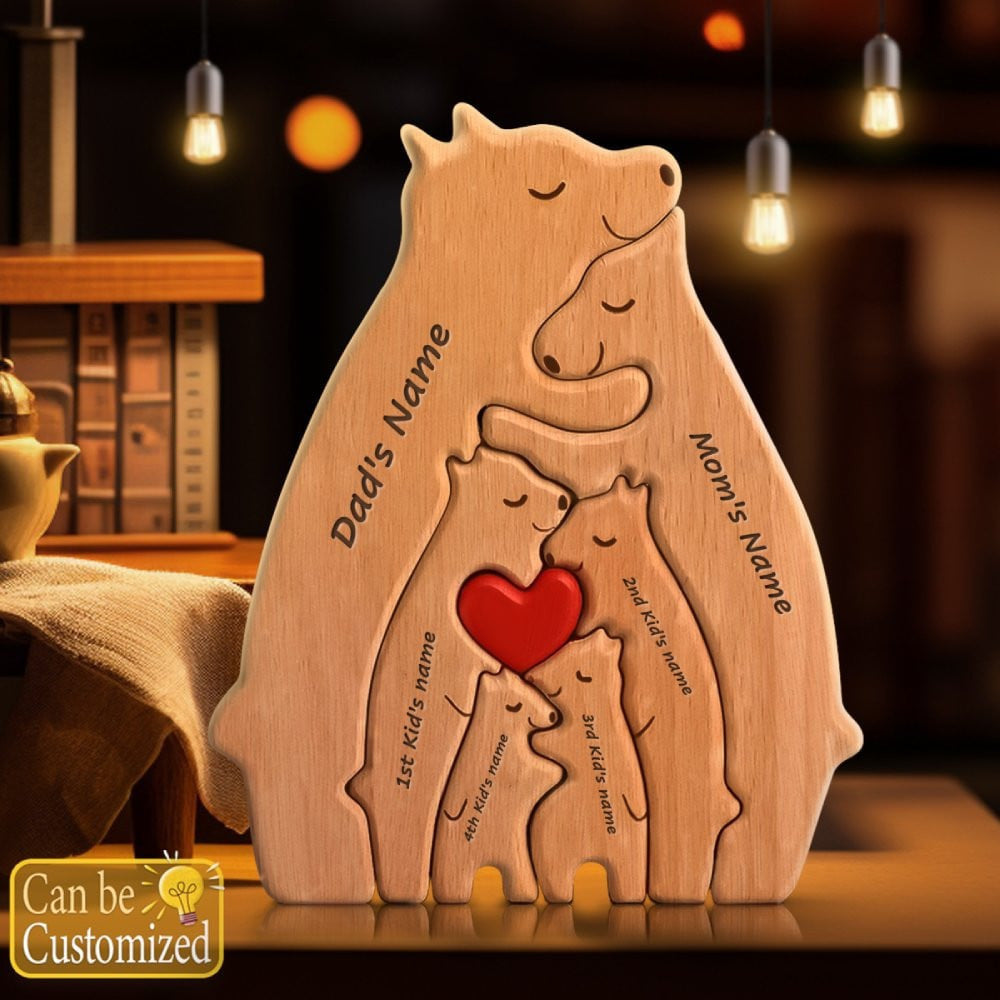 Wooden Bear Family Personalized Puzzles