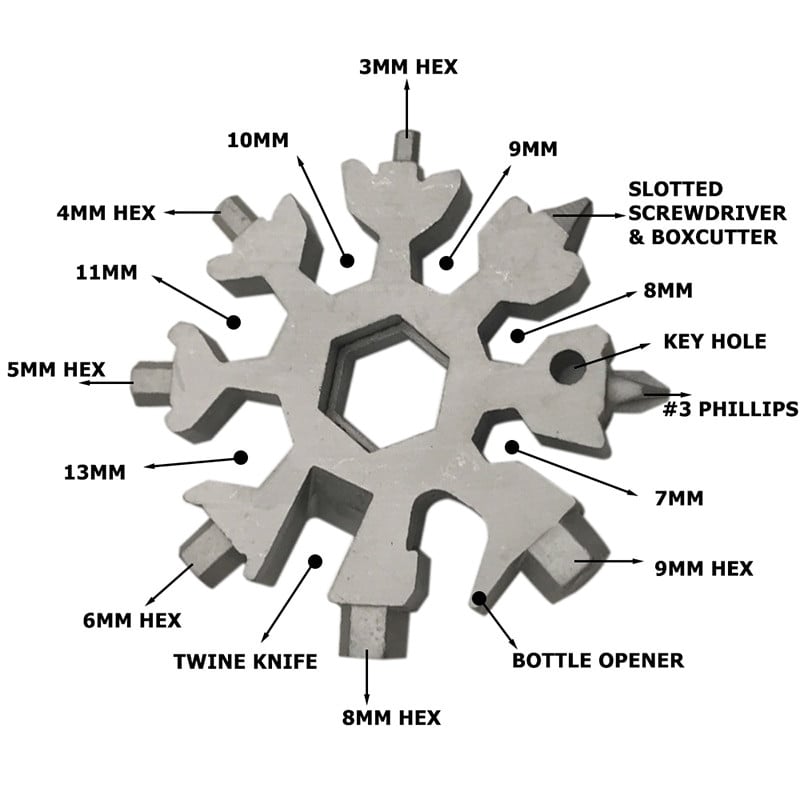 Snowflake - MultiTool 18-in-1 Stainless Steel Portable for Outdoor Adventure??