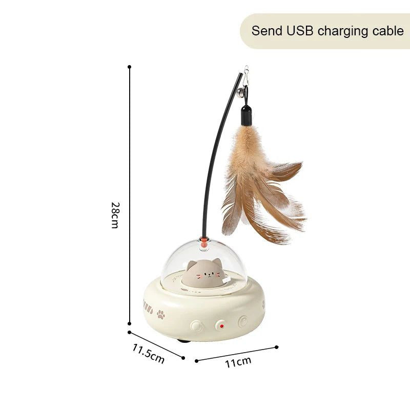 Electric Smart Teaser Cat Toy UFO Cat Teaser Stick With Bell Training