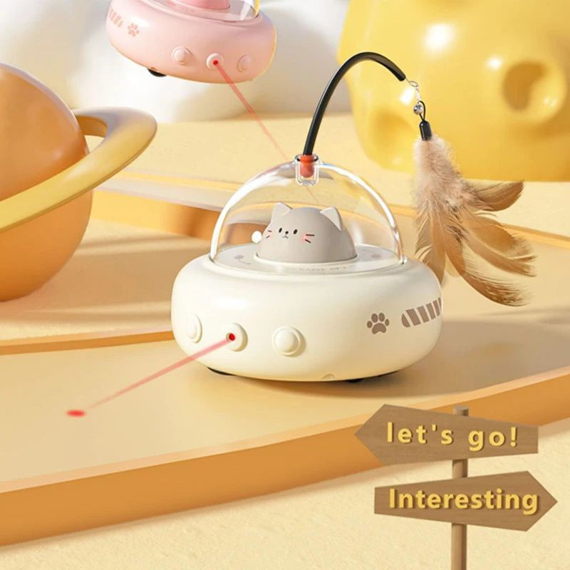Electric Smart Teaser Cat Toy UFO Cat Teaser Stick With Bell Training