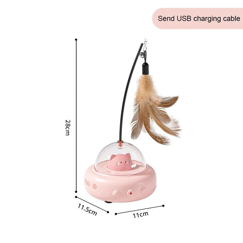 Electric Smart Teaser Cat Toy UFO Cat Teaser Stick With Bell Training