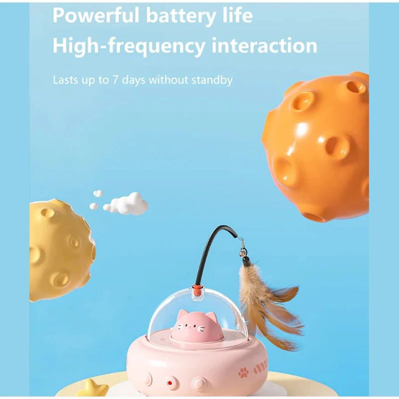 Electric Smart Teaser Cat Toy UFO Cat Teaser Stick With Bell Training
