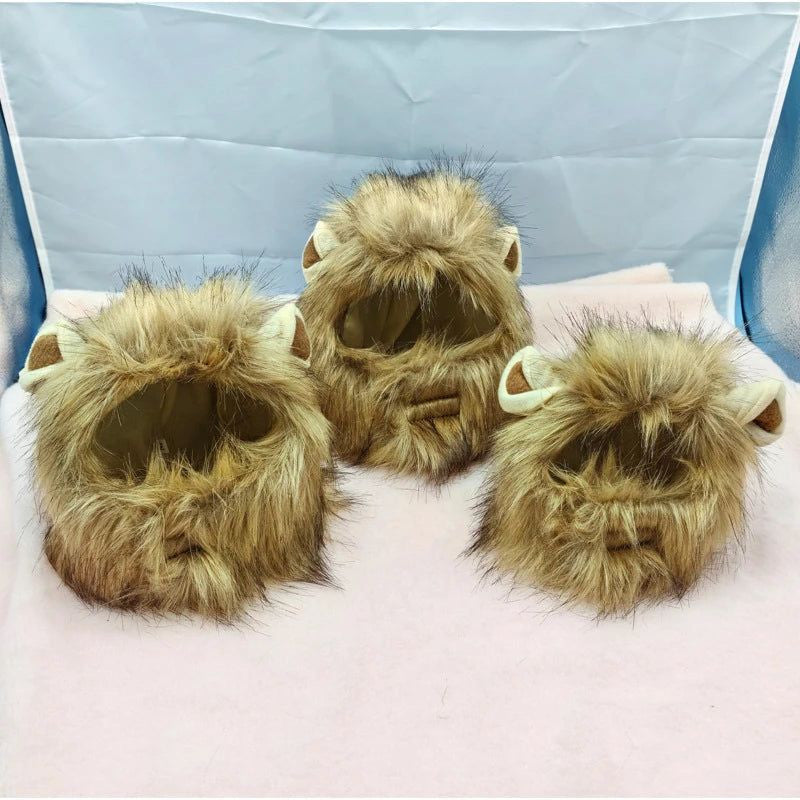 Pet Hairpiece - Humorous Lion Mane Headgear for Cats