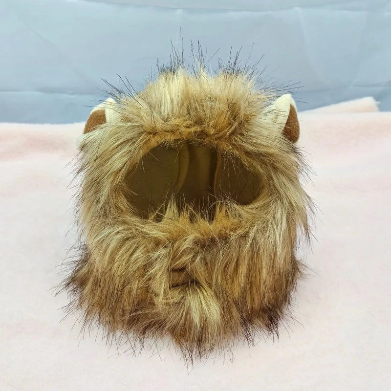 Pet Hairpiece - Humorous Lion Mane Headgear for Cats