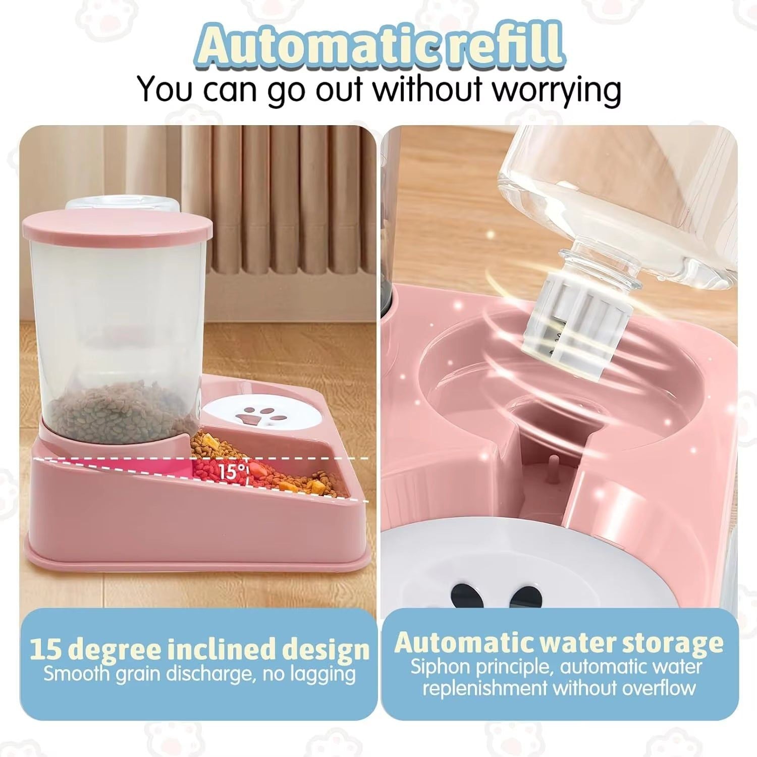2-in-1 Automatic Cat Feeder and Water Dispenser Set