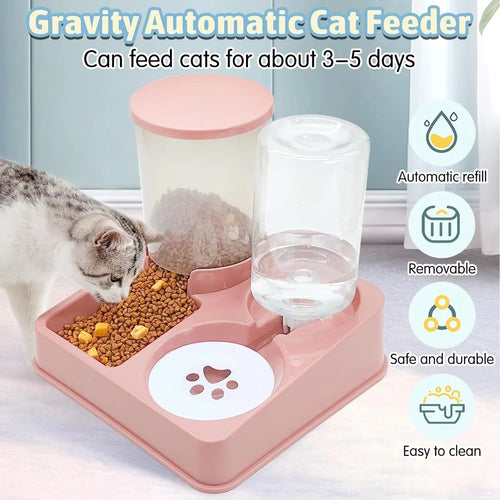 2-in-1 Automatic Cat Feeder and Water Dispenser Set