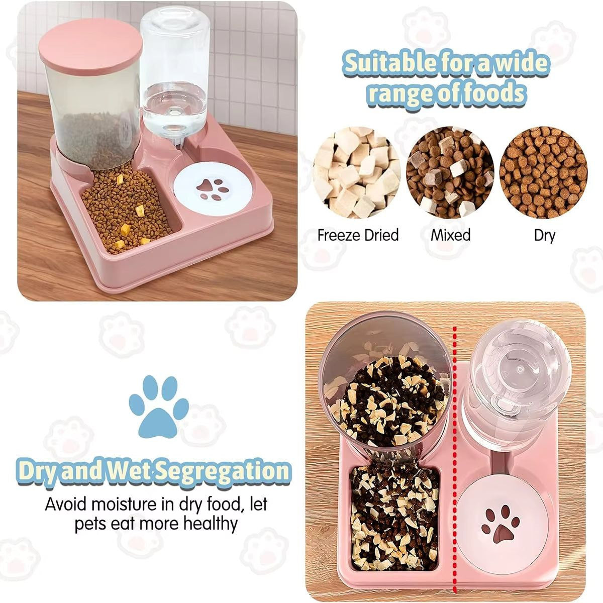 2-in-1 Automatic Cat Feeder and Water Dispenser Set
