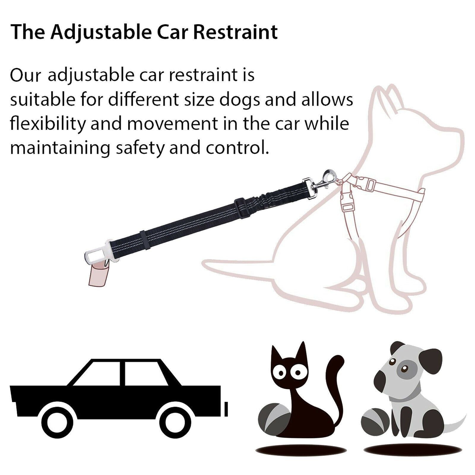 Adjustable Reflective Anti-Shock Pet Seat Belt