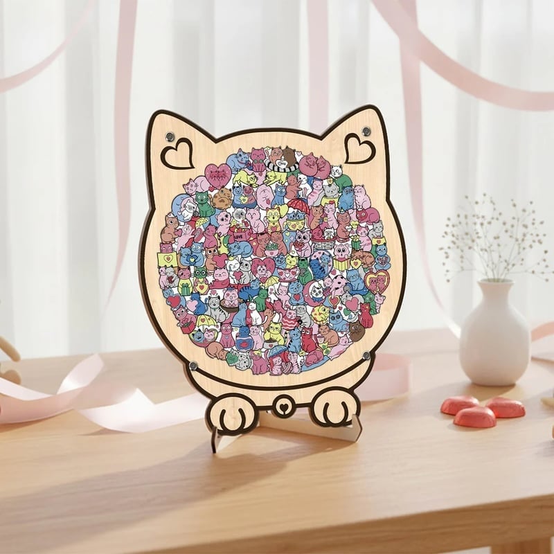 Personalized Wooden Cat Keepsake Puzzle