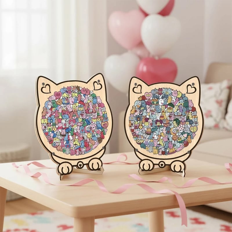 Personalized Wooden Cat Keepsake Puzzle