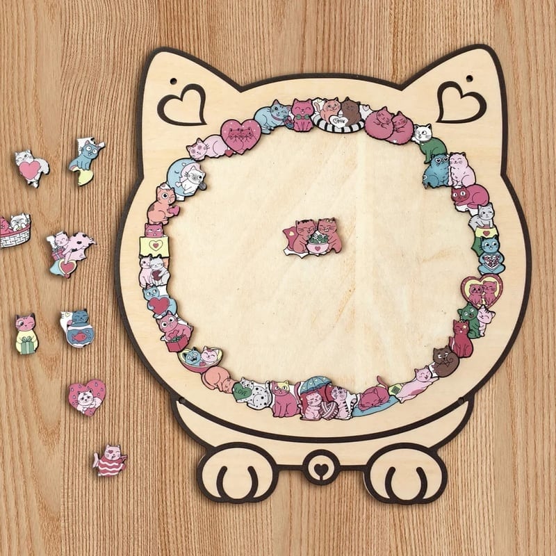 Personalized Wooden Cat Keepsake Puzzle