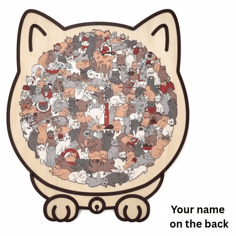 Personalized Wooden Cat Keepsake Puzzle