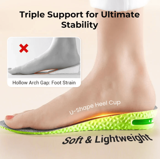 Comfortable Insoles with Air Cushion and Height-Increasing Effect