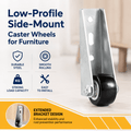 Low-Profile Side-Mount Caster Wheels for Furniture